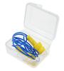 Corded earplugs with a storage container