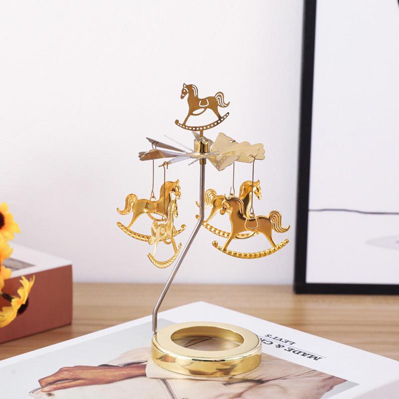 Rotating Aromatherapy Candle Holder Metal Rotating Candle Holder Dinner Atmosphere Tabletop Rotating Decoration