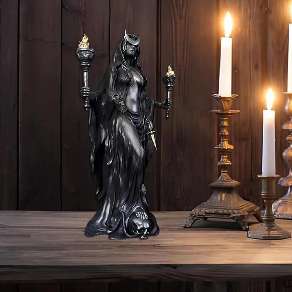 Witch Statue Halloween Decoration Greek Goddess Statue Home Decoration Modern Magic Hound Resin Sculpture Decoration