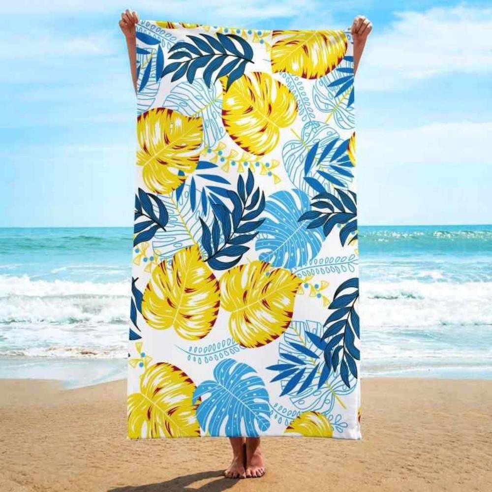 Modern Geometric Palm Microfiber Beach Towel, Aesthetic Coastal Bath Towel, Oversized Soft Picnic Blanket Wall Tapestry Gift