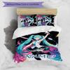 Set Copripiumino Hatsune Miku 3 Pezzi - Nome Personalizzato, Biancheria da Letto Stampata HD con 1 Copripiumino e 2 Federe - Perfetto per l'Arredamento della Casa, Facile da Curare