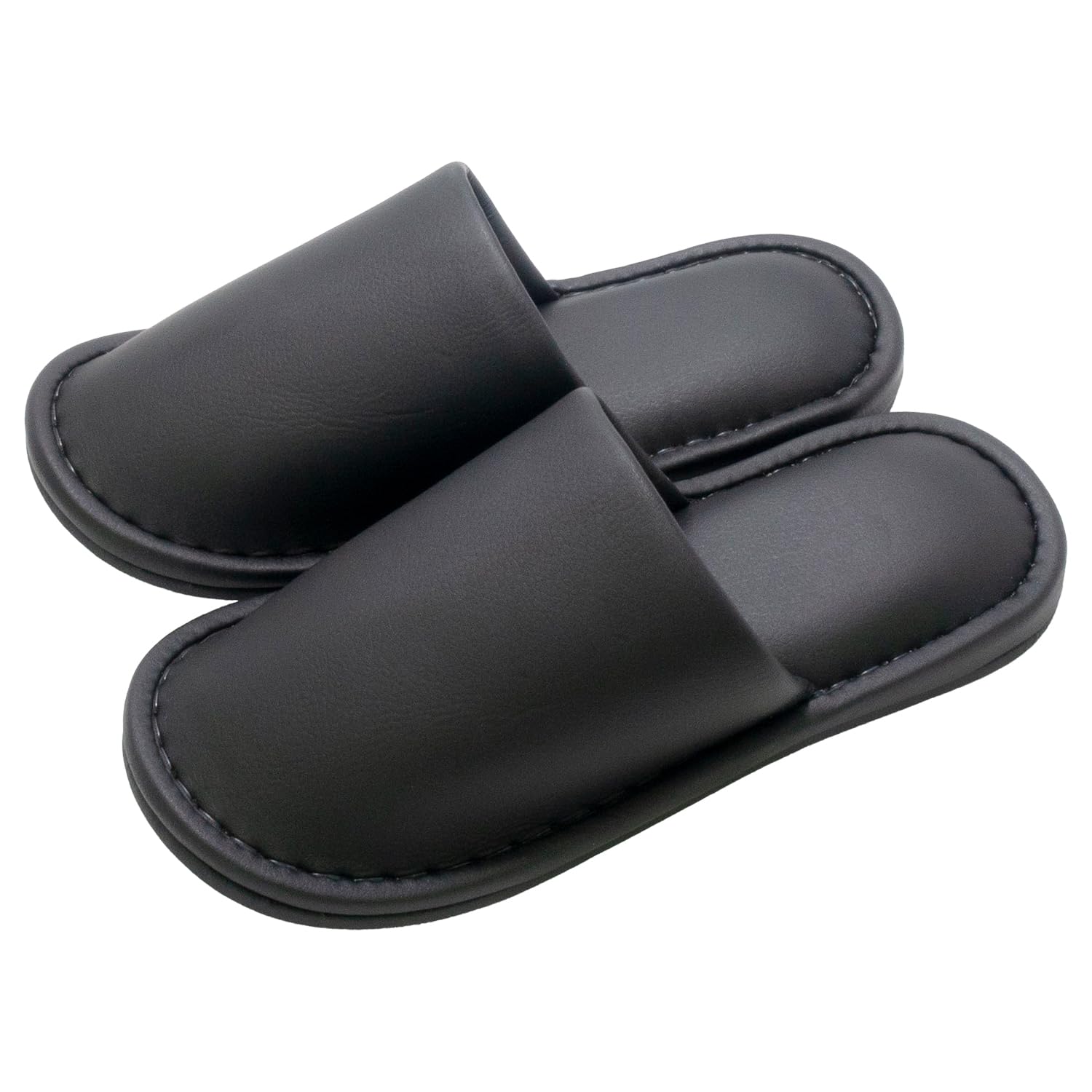 

Matte Vinyl For For Business Easy To Included [Okumura] Slippers, Monotone, Leather, L, Black, AAAA6911BK, Guests, Use, Clean, Non-Slip