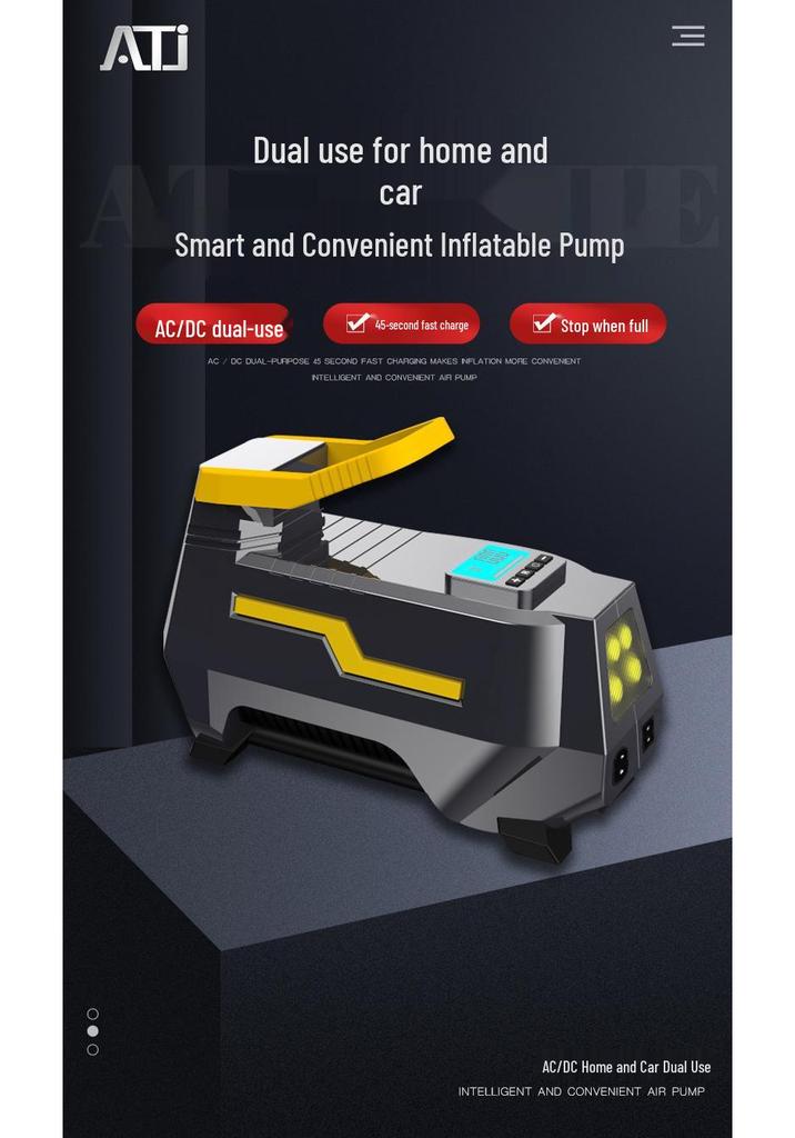 Portable Dual-Use 12V AC/DC Car Tire Inflator - Home & Vehicle Electric Air Pump