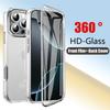 Custodia Protettiva HD-Clear a Copertura Totale 360 per iPhone 16 E 15 14 Plus 13 12 Mini 11 Pro X XR XS Max SE4 Tappo Anteriore+Posteriore Con Vetro