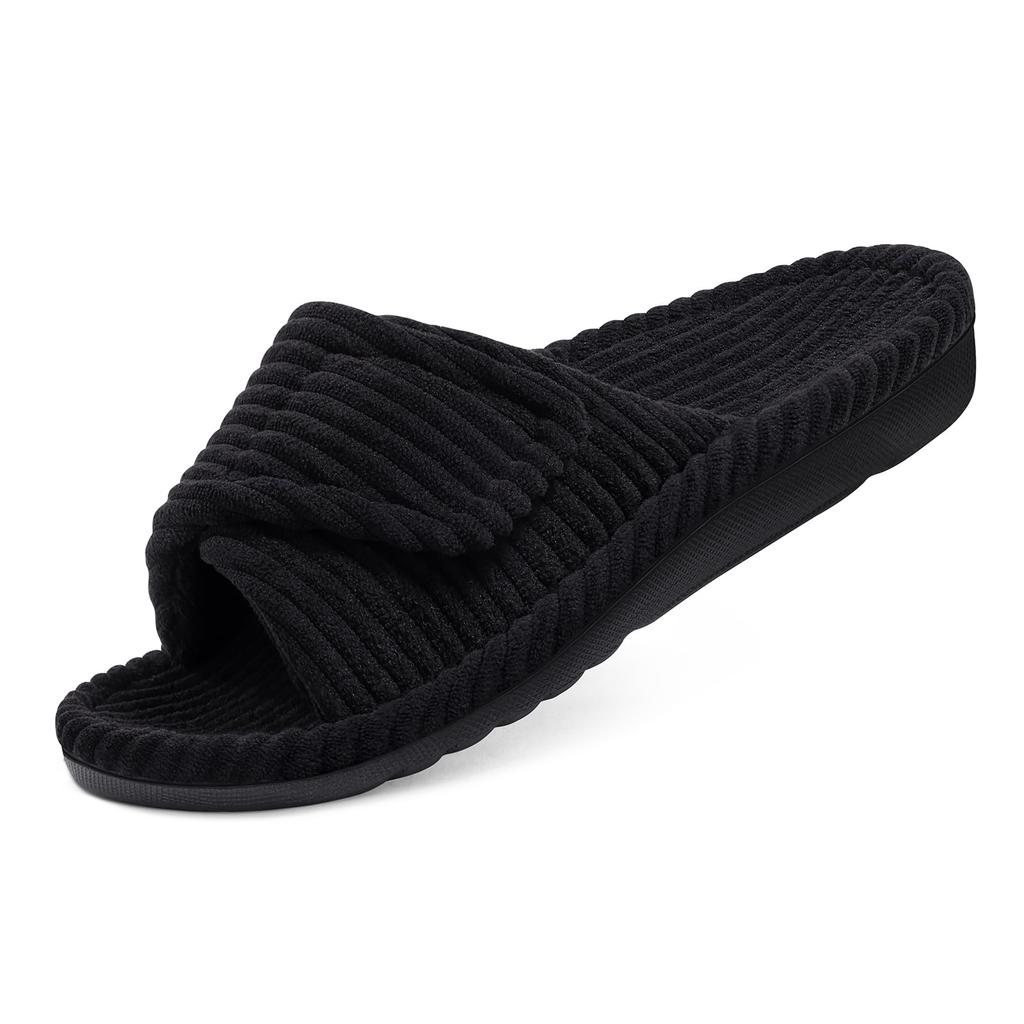 Fashion Crestar Orthopedic House Slippers For Women Fashion Spring Open Toe Corduroy Slides With Arch Support Female Soft Bedroom Shoes