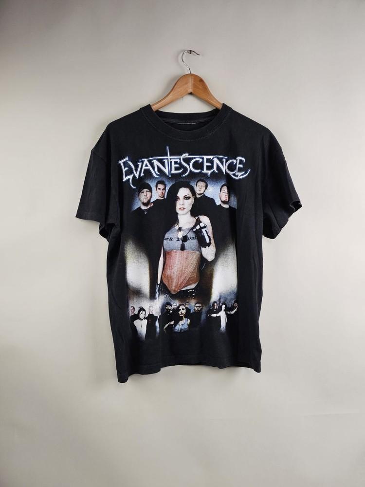 Vintage 2003 Evanescence Fallen Band Graphic Black Tshirt Reprint S5XL KH11636 L