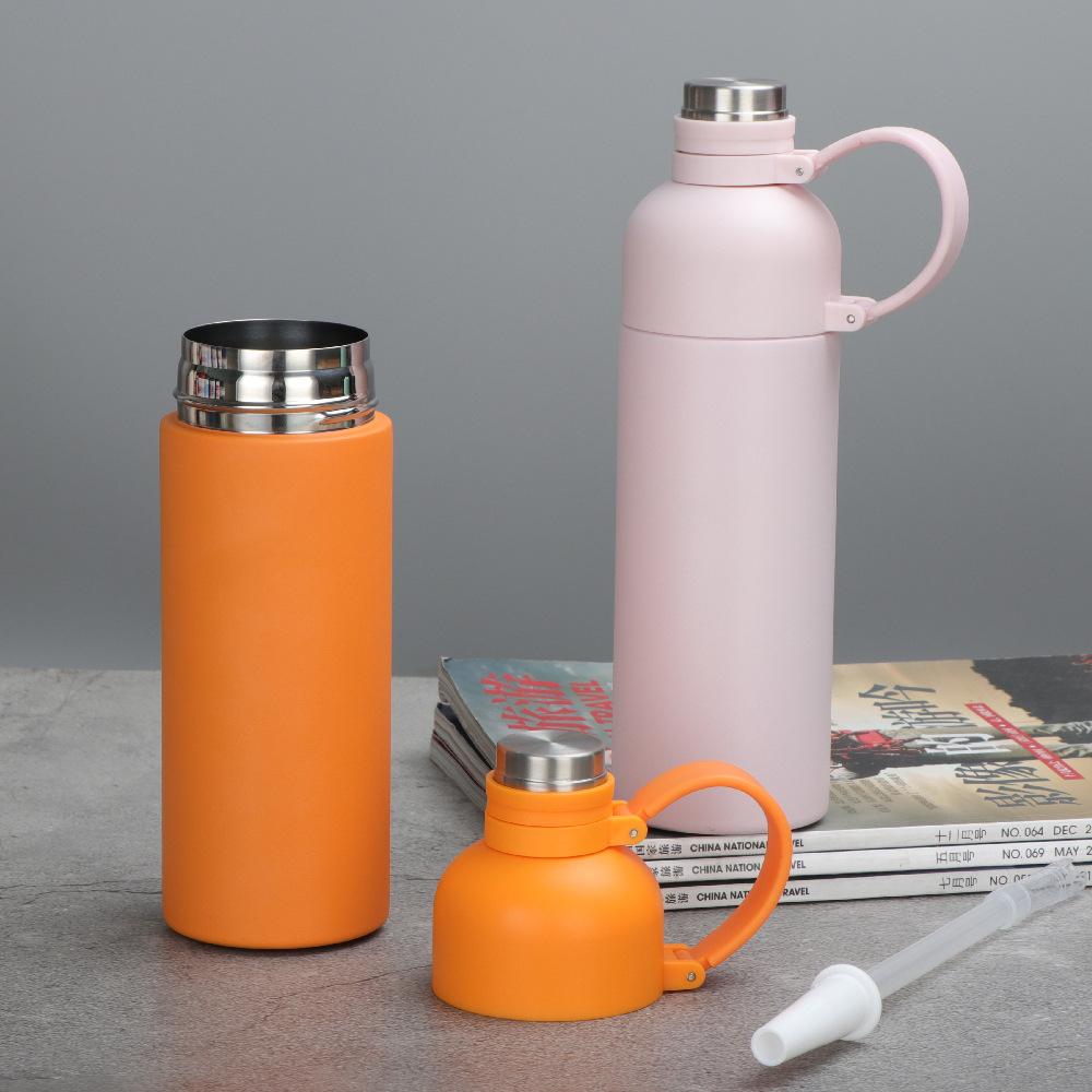 Thermos Cup Ladies High Appearance Level Student Compact Stainless Steel Delicate Portable Water Cup Straw Cup