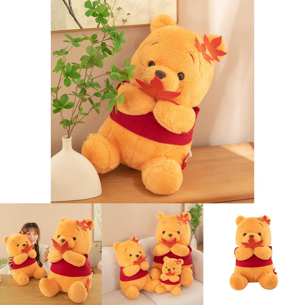 Adorable Maple Leaf Winnie The Pooh Plush Toy For Girls Soft Sleep Cuddly Doll