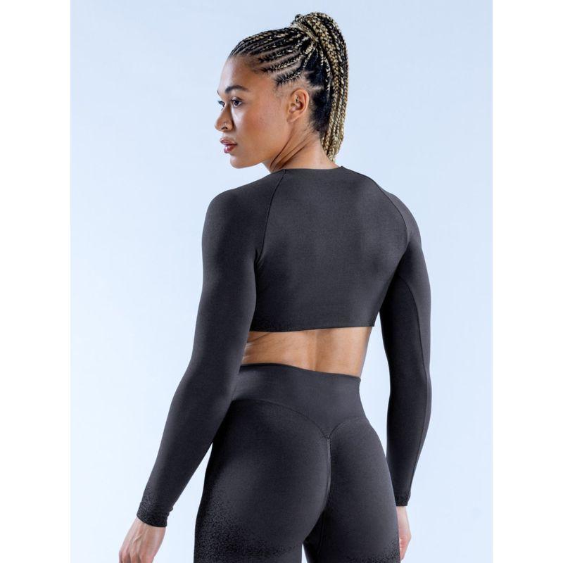 and American Style Women Deep V Short Workout Top Yoga Midriff-Baring Sports Belt Chest Pad Twisted High Elastic Quick-Drying Long Sleeves New