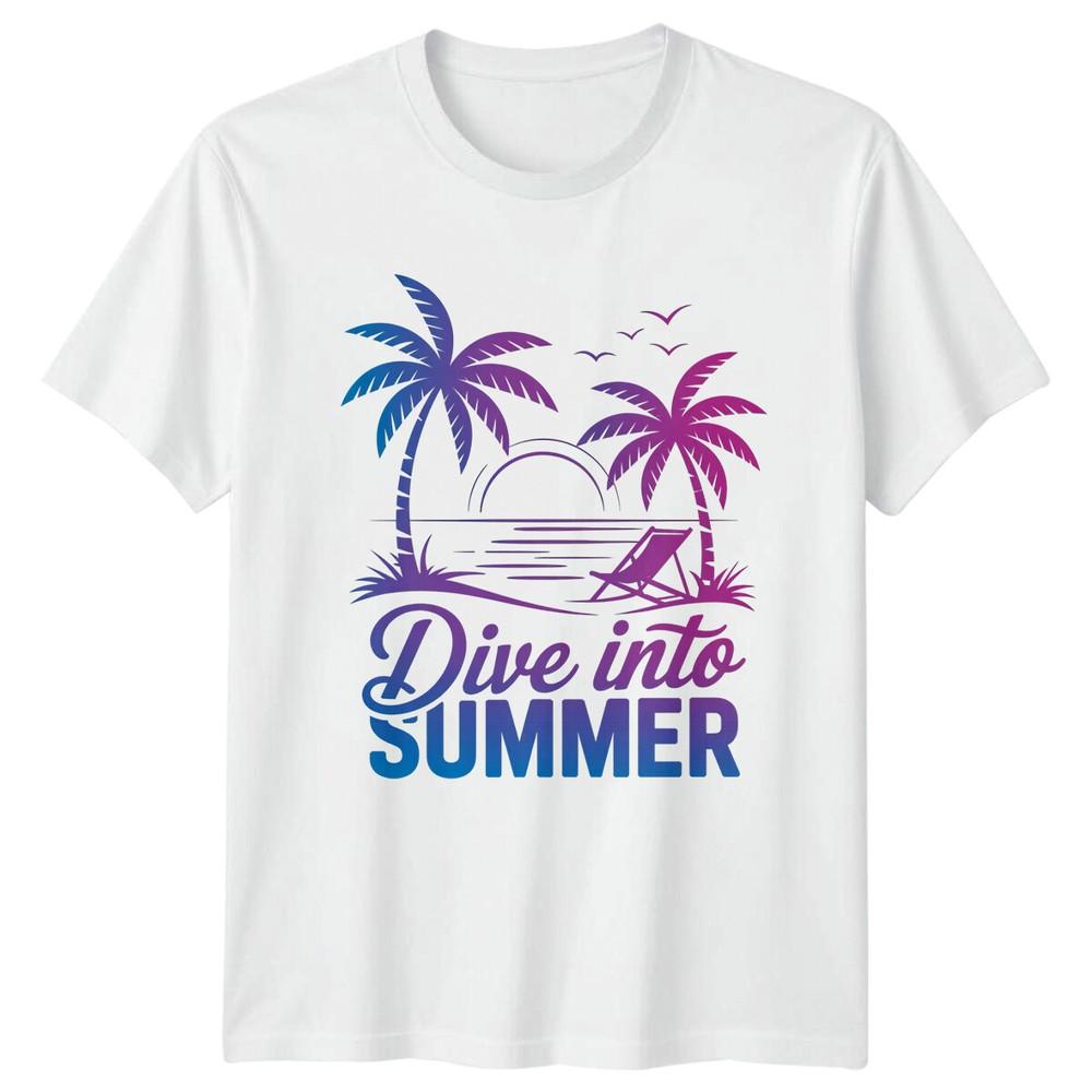 Dive Into Summer Beach Travel Unisexs TShirt Unisexs Tee Graphic Unisex Top S