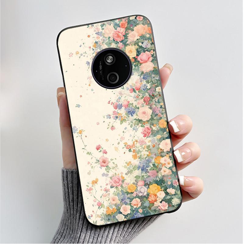 Printed Phone Case For Nokia 110 4G 2024/HMD 110 4G/Nokia 125 4G 2024 Soft Silicone Black Shell Cover Cute Flower Cartoon Casing