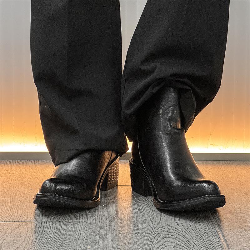Hight Quality 2025 S/a New Classic British Style Black Men Leather Boots Pointed Hombre Daily Banquet Wedding Dress Casual Shoes