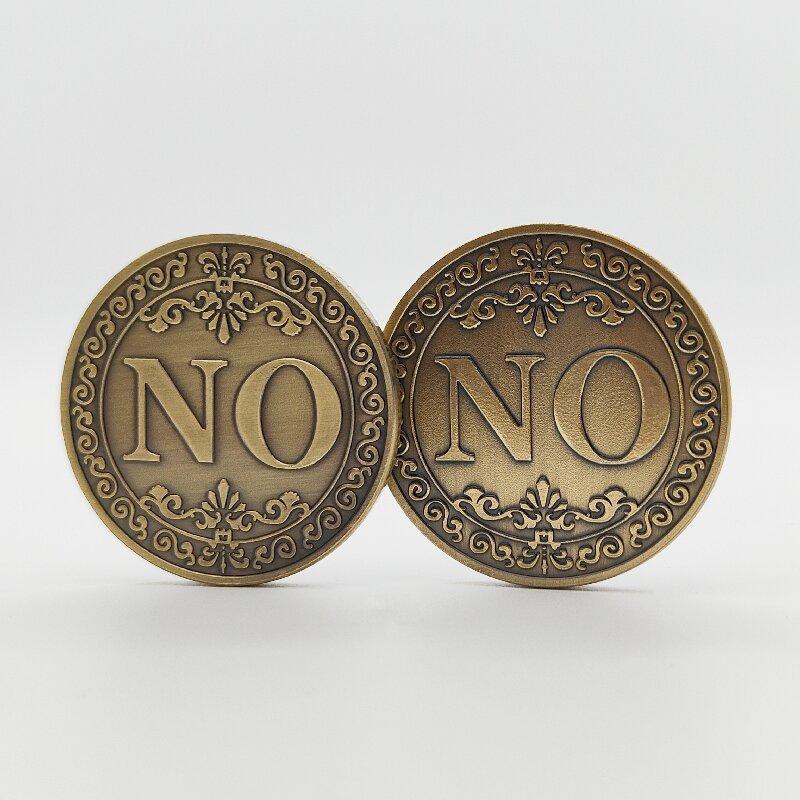 Yes or No Bronze Coin Retro Coin Collectibles Decision Challenge Coin Double Sided Yes No Decoration Magic Props Festival Gift