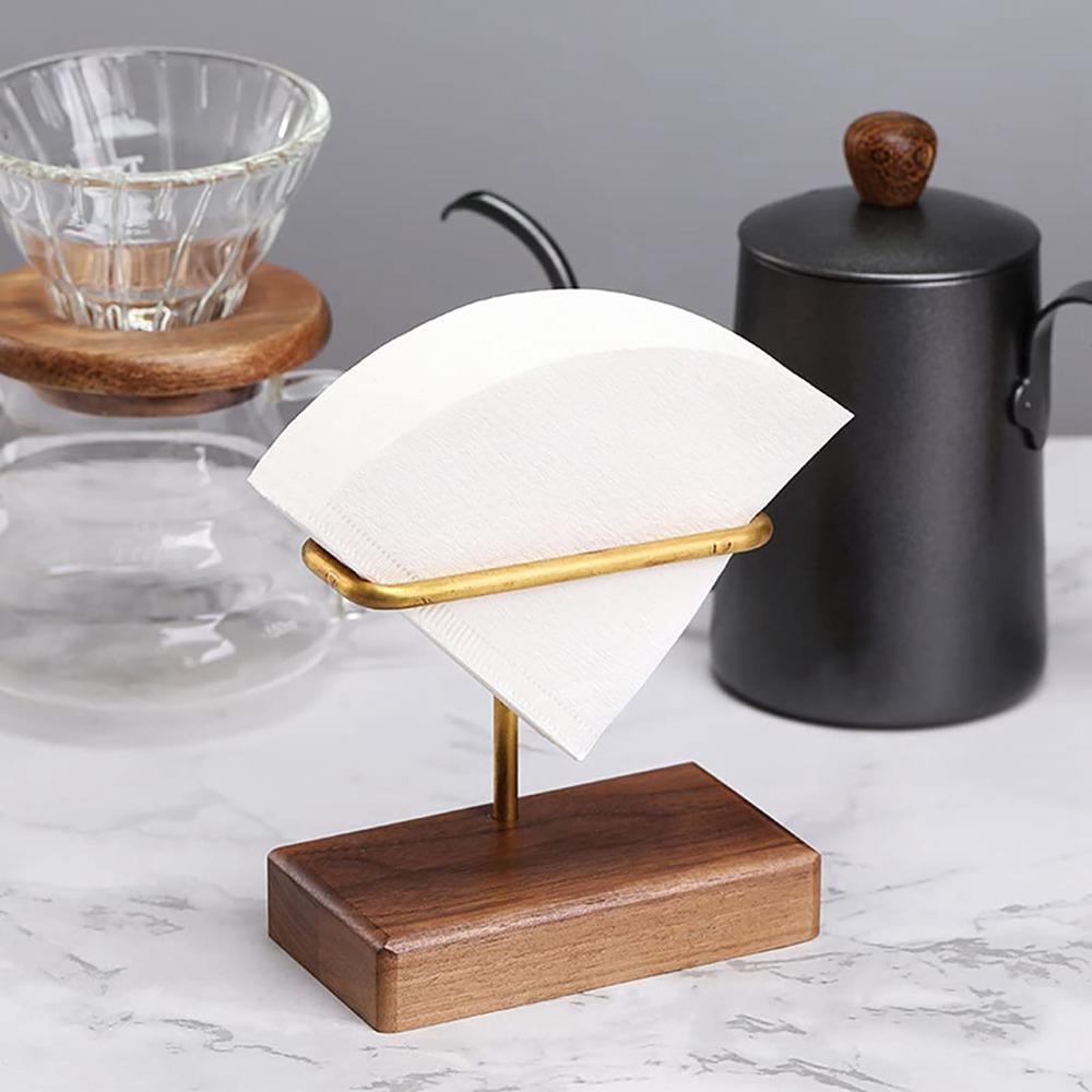 Walnut Coffee Filter Storage Holder Vertical Stand Coffee Filter Container  Coffee Bar Setup
