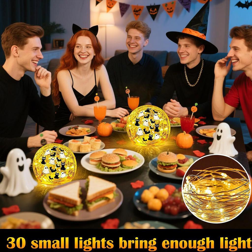 Decoration Cat Ball Light Crack Glass Ball Light, Desktop Ornament