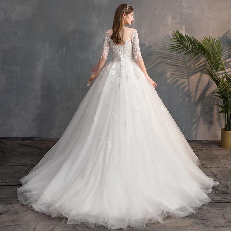 Light Wedding Dress 1011 New Bride Wedding Small Simple Mori Long Sleeve Super Fairy Dream Tail Summer