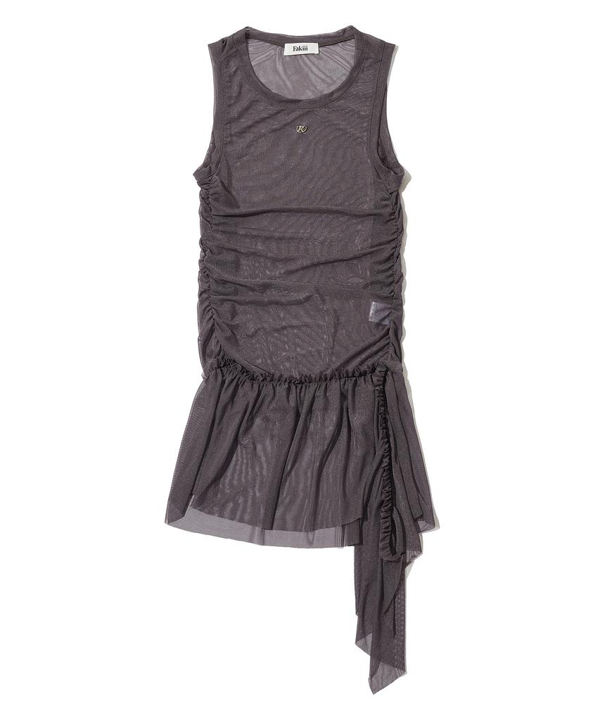 Faike Mesh Princess Line Drop Dress_Purple Gray