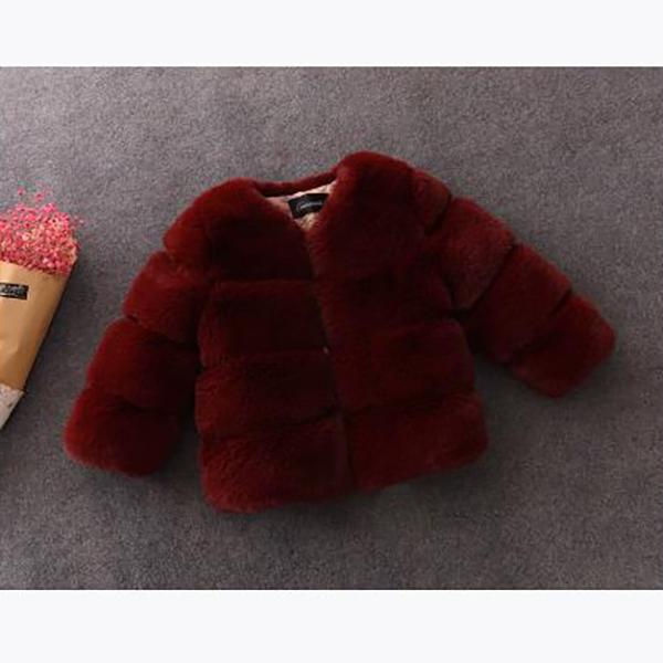 Abrigo de piel sintética para niñas, chaqueta navideña de manga larga para invierno para niñas, abrigo cálido para niñas, ropa de abrigo para niñas