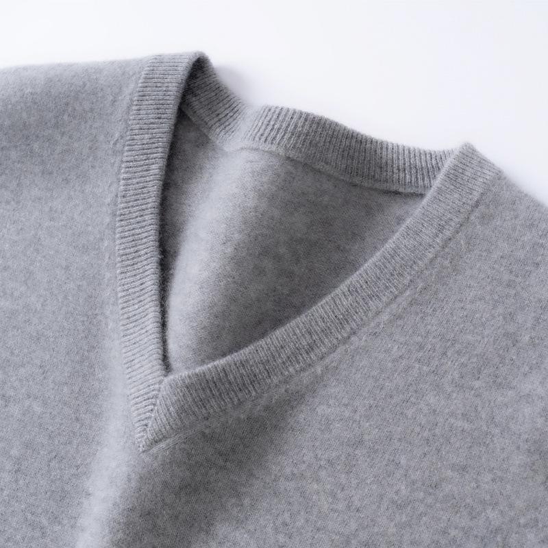 Men's 100% Pure Cashmere V-Neck Loose Casual Knit Sweater