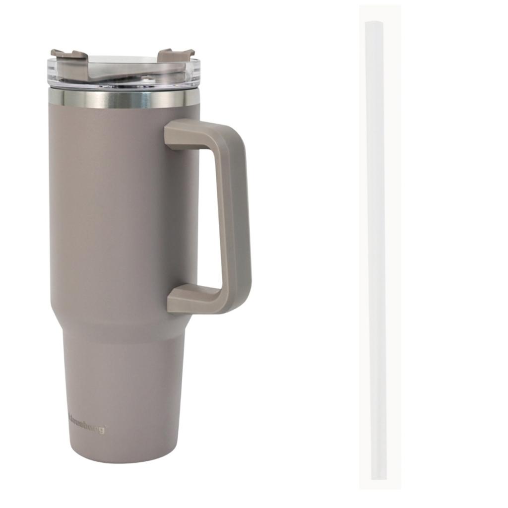 STALOWY KUBEK TERMICZNY TERMOS 1100ml Z RĄCZKĄ I SŁOMKĄ KLAUSBERG KB-7943