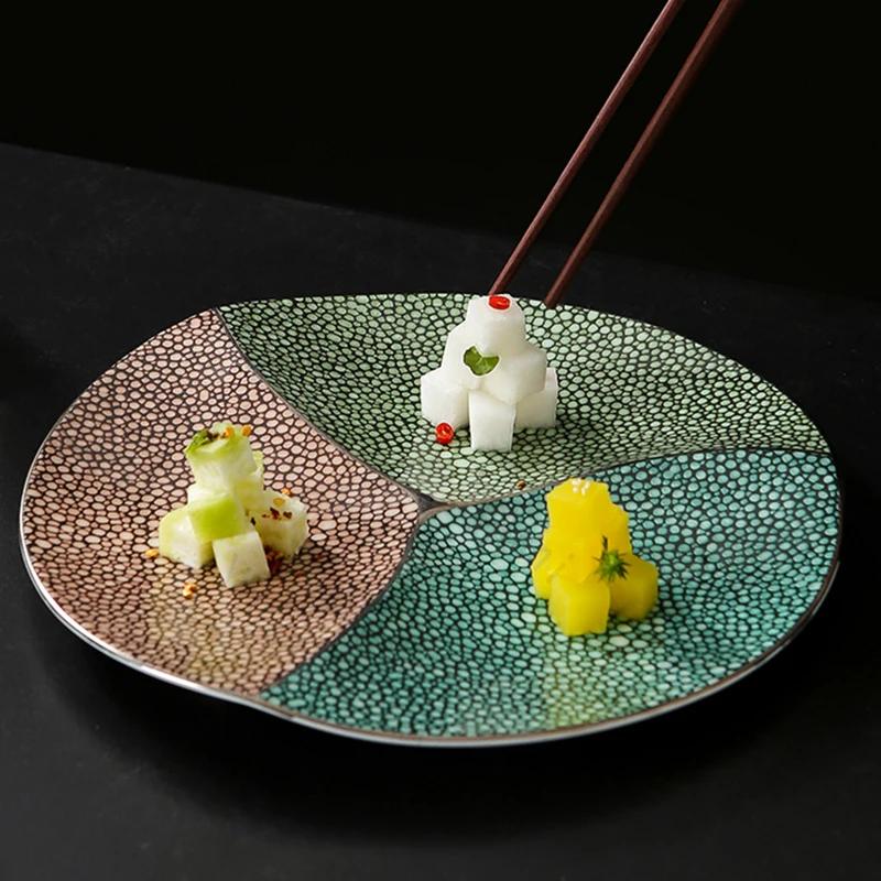 Fashionable Creative Circular Dining Plates Retro Chinese Style Ceramic Plate Exquisite Dishes Desserts Tableware for Restaurant