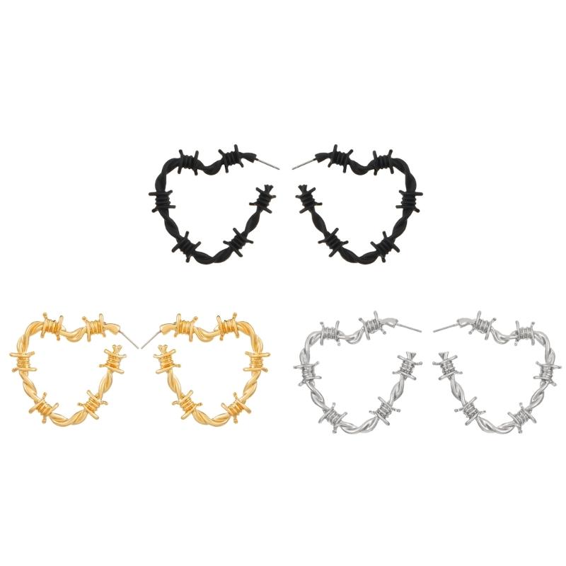 Minimalists Thorn Knot Heart Earrings Unique Korean Trendy Alloy Studs For Her