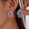 Halloween Cute Ghost Dangle Earrings For Women Goth Punk Full Rhinestone Bling Tassel Drop Earring Party Jewelry Accessories