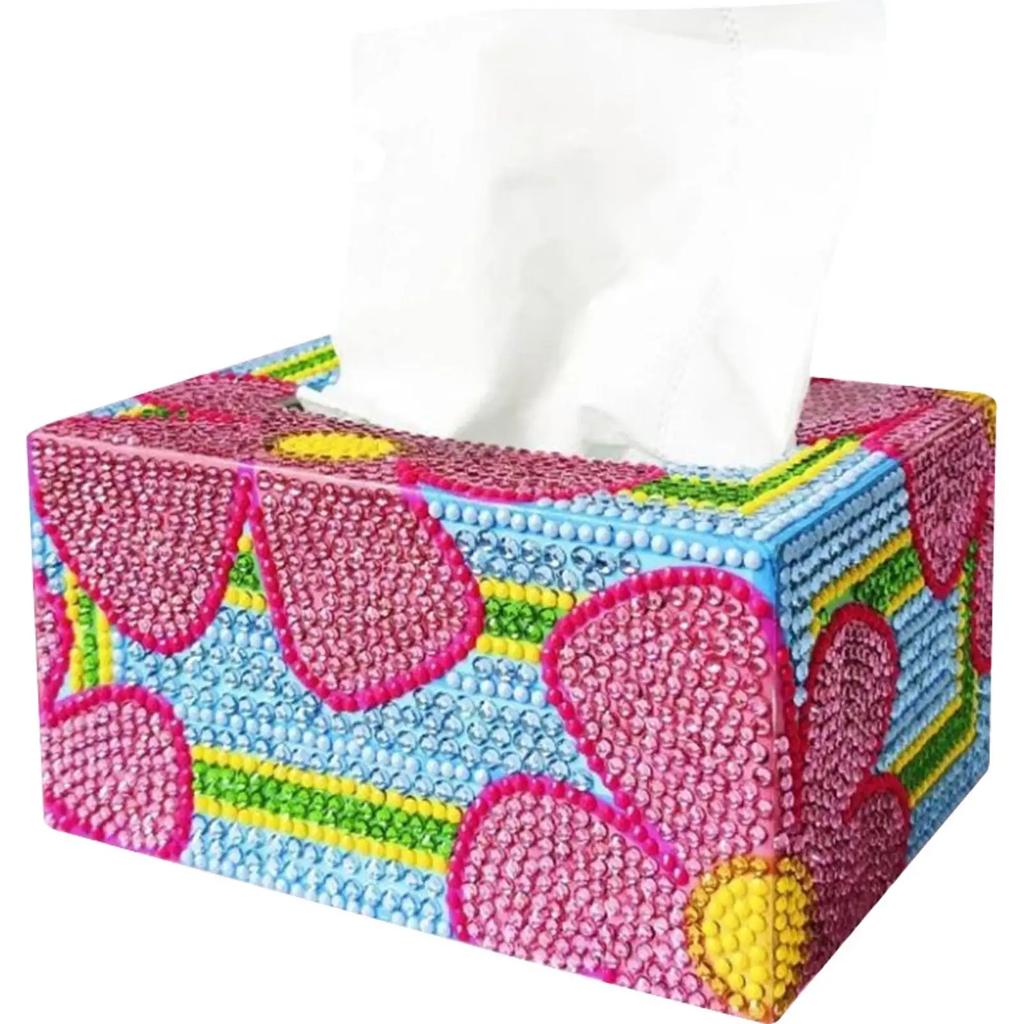 5D DIY Tissue Case Diamond Mosaic Square Tissue Box Kit Handmade Art Napkin Dispenser for Home Office Car Decor Supplies