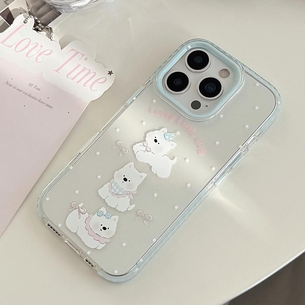 Sweet Cartoon Puppy IPhone 16promax Apple 15 Mobile Phone Case Suitable for 14 Korean 13 Transparent 11 Silicone