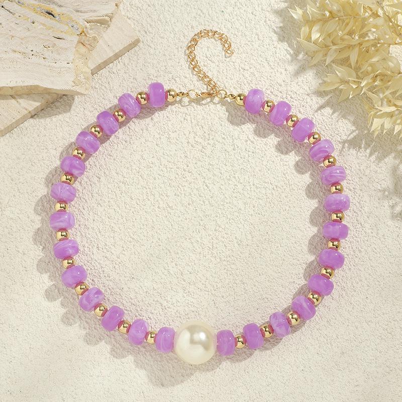 Bohemian Pearl Beaded Necklace: Colorful, Simple, Vacation-Ready Clavicle Chain for Women
