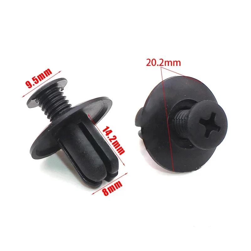 Black Plastic Rivets for Car Bumper Fender, Fastener Clips, Fasteners Screw, Toyota Focus, Kia, Nissan, Yamaha, 100Pcs, 8mm