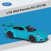 Welly 1/36 2016 Porsche 911 GT3 RS Alloy Sports Car Model Diecasts Metal Toy Car Vehicles Model Pull Back Simulation Kids Gifts