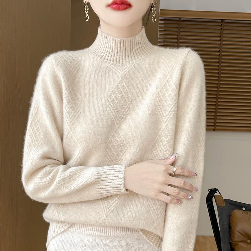 Suéter de cachemira para mujer Qinghe cachemira 30% cachemira 70% lana jersey de otoño e invierno cálido y a la moda