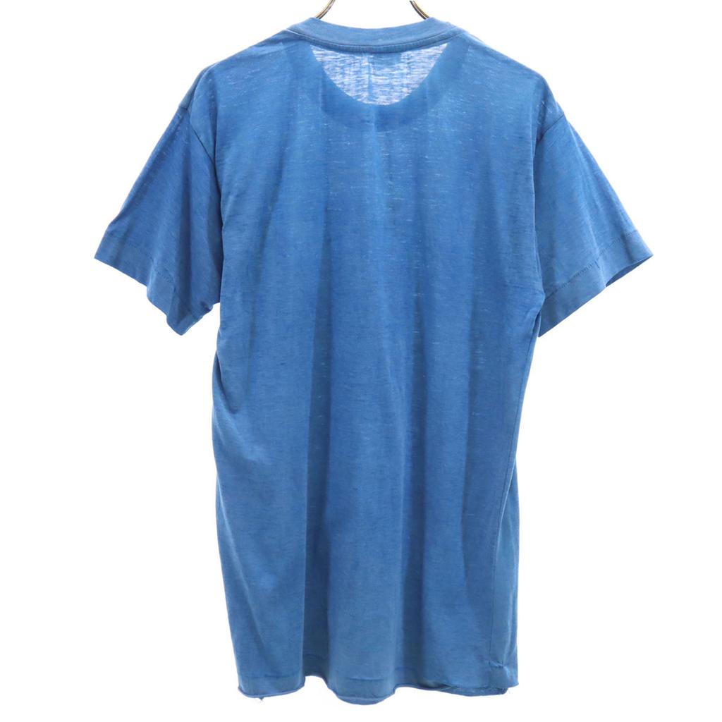 70s 80s Vintage Short Sleeve T-shirt Blue Single Stitch Men's Used