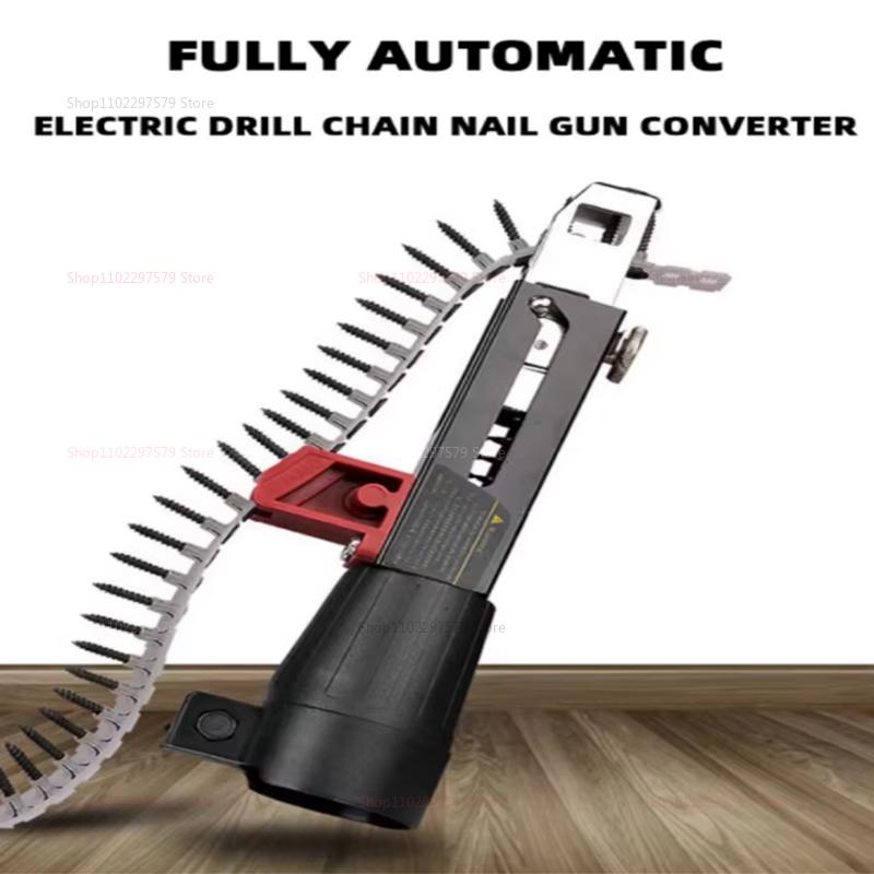 Electric Screwdriver Chain Nail Gun Adapter for Power Drill Woodworking Auto Feed Screwdriver Nozzle Tool Part Replacement