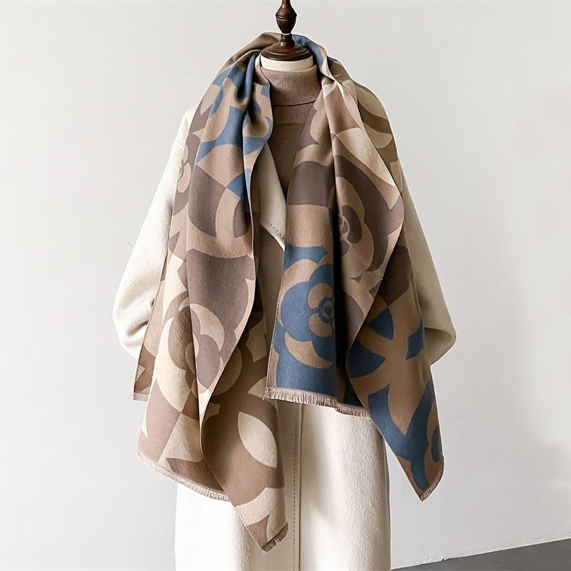 Luxury Design Winter Women's Print Cashmere Feel Scarf Shawl and Wraps Pashmina Scarf Warm Neckerchief Bufanda Tessel Echarpe