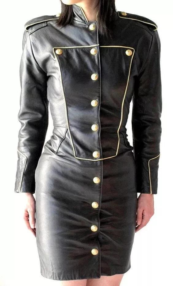 Casual Handmade New Fashionable Party Black Women Genuine Leather Dress Stylish