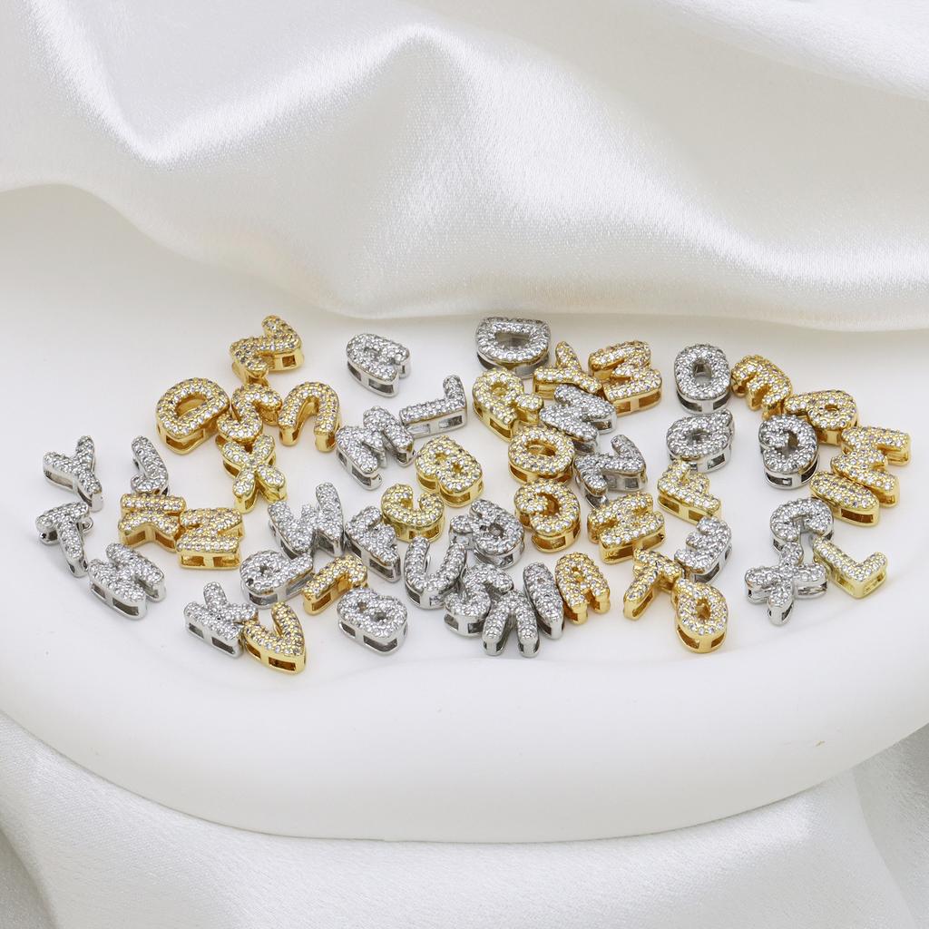 Plein de Bulles de Zircon 26 Lettres de l'Alphabet Anglais Noms Pendentif Or Collier Chaîne Clavicule Femme