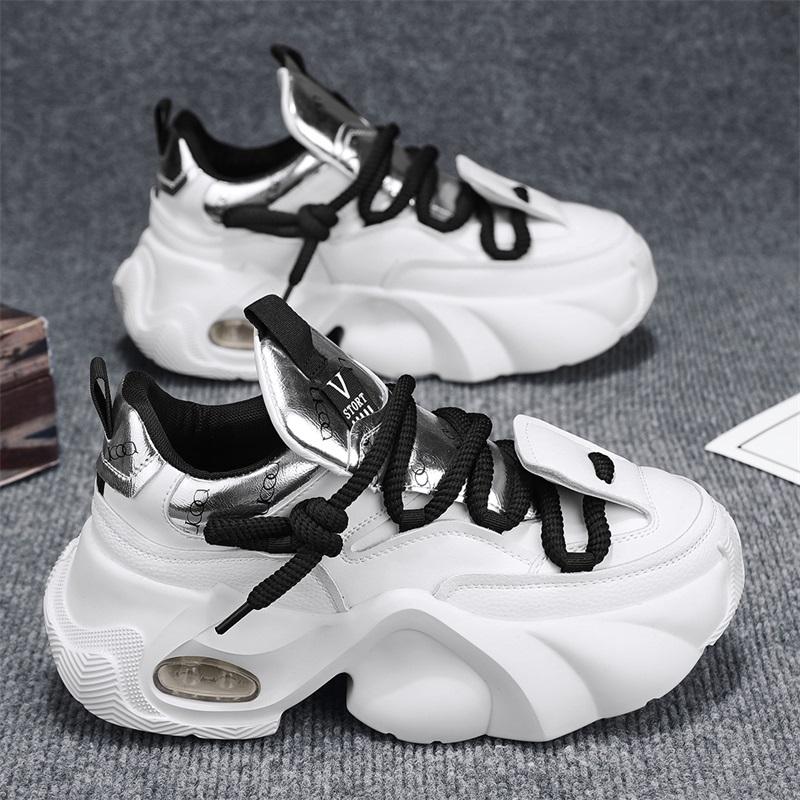Chunky Sneaker Men Designer Air Cushion Sport Shoes Fashion Casual Microfiber Leather Breathable Height Increased Platform Shoes
