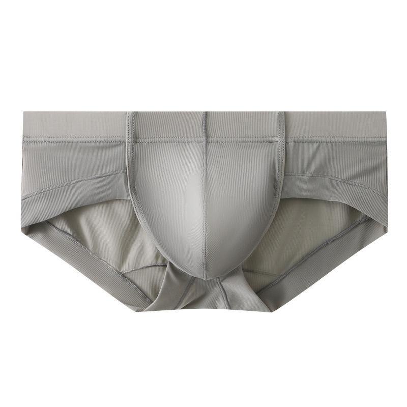 Men'S Sexy Ice Silk Mid Waist Briefs Solid Seamless U Convex Sports Panties Lingerie Underwear Large Size Summer Cool Underpant