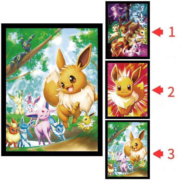 Hello Kitty & One Piece 3D Lentikulärt Pokemon-affisch