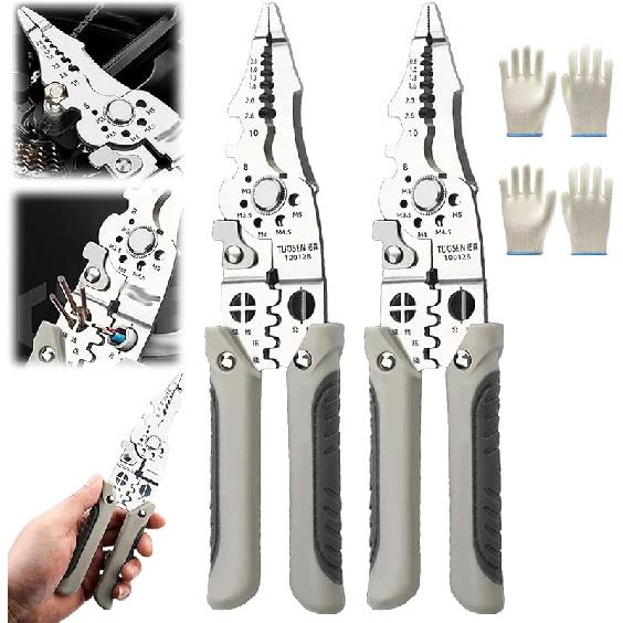 2024 NEW Arrival Multifunctional Wire Stripper Crimper Cable Cutter Pliers, Multifunctional Wire Stripper Crimper Cable Cutter Pliers, Professional 2pcs