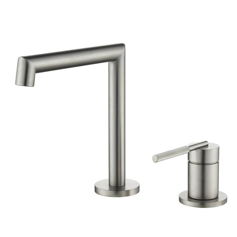 Tuqiu Brushed Gold Basin faucet Gray Bathroom Faucet two holes bathroom Sink faucet sink tap rotating widespread basin Tap