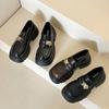 Black Platform British Style Small Leather Shoes Women's 2025 Spring New Retro Versatile One-pedal Loafers Mary Jane