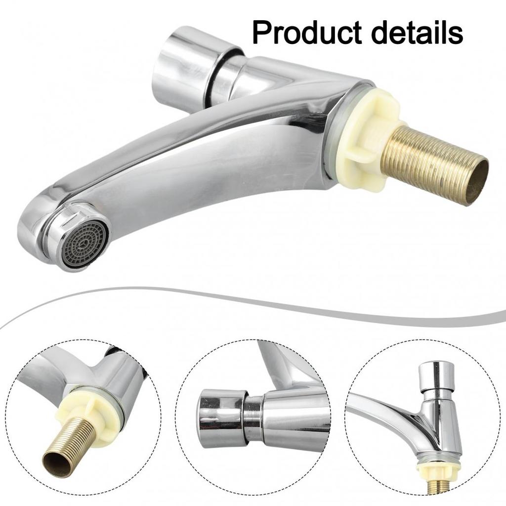Self Closing Bathroom Faucet with Chrome Finish for Water Conservation