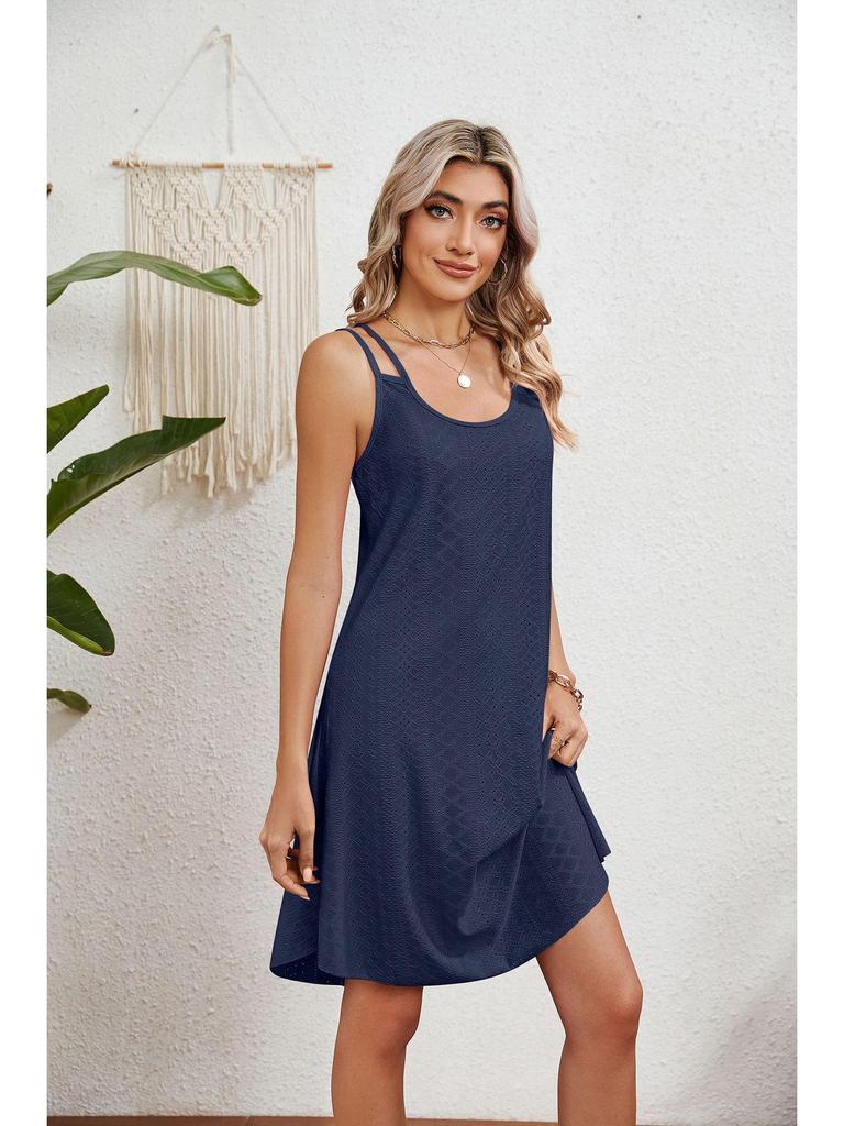 2024 Summer Solid Color Spaghetti Strap Sleeveless Dress