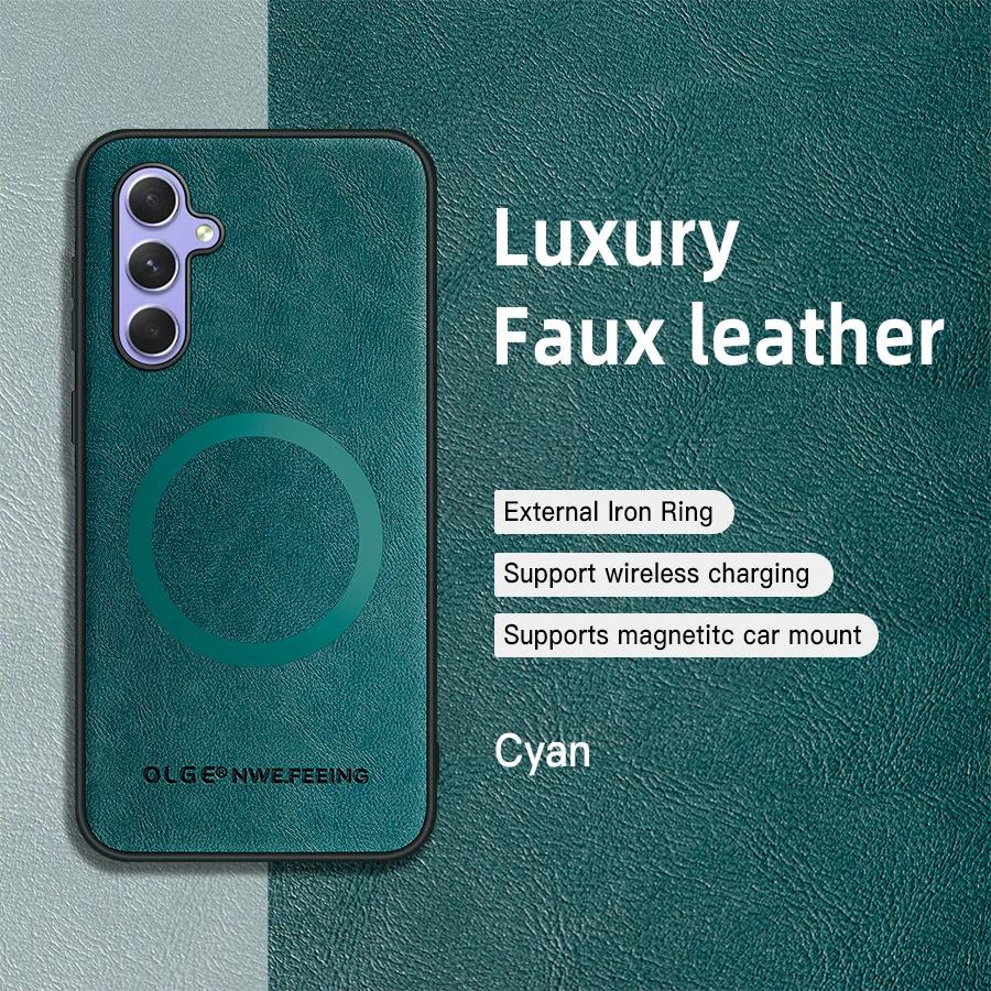 

Magnetic Case For Samsung Galaxy A55 A54 A53 A52 A34 A35 A25 A23 A15 A16 A33 A22 A32 5G Magsafe Case Cover A05S A24 A14 A13 4G Samsung A34 (5G) циан