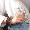 5pcs/set Punk Natural Wood Bracelet New Design Men's Bangle Vintage Wood Beaded Bracelet  Gift
