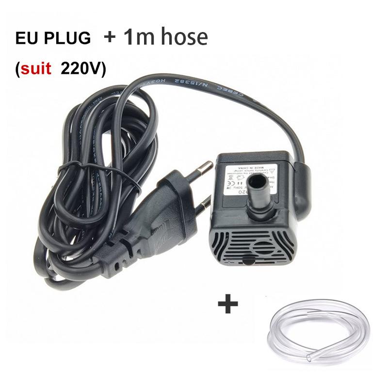 Ultra Quiet 3W AC 220V 110V EU US Plug Mini Water Pump Flow Rate Waterproof Brushless Water Filter for Fish Tank Fountain Tools