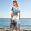 Women’s Casual Vintage Floral Print Short Sleeve V Neck Midi Dress Relaxed Fit Lightweight Summer Dress for Daily Wear